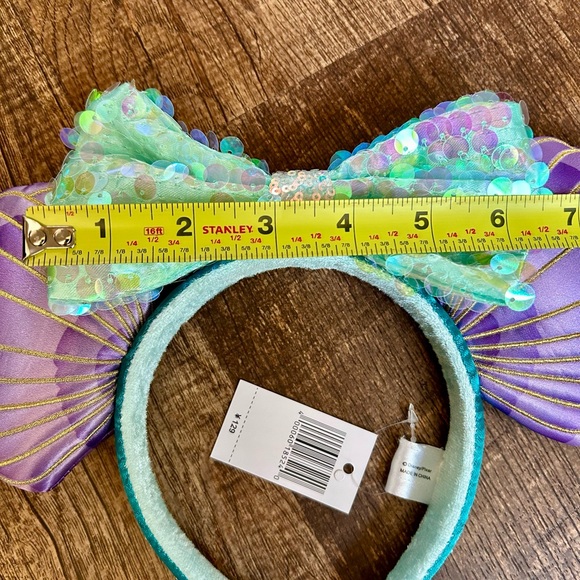 2⚡️'s/$55- Disney Parks Mermaid Ariel Purple Iridescent Minnie Ears HeadbandNWT - Picture 12 of 13
